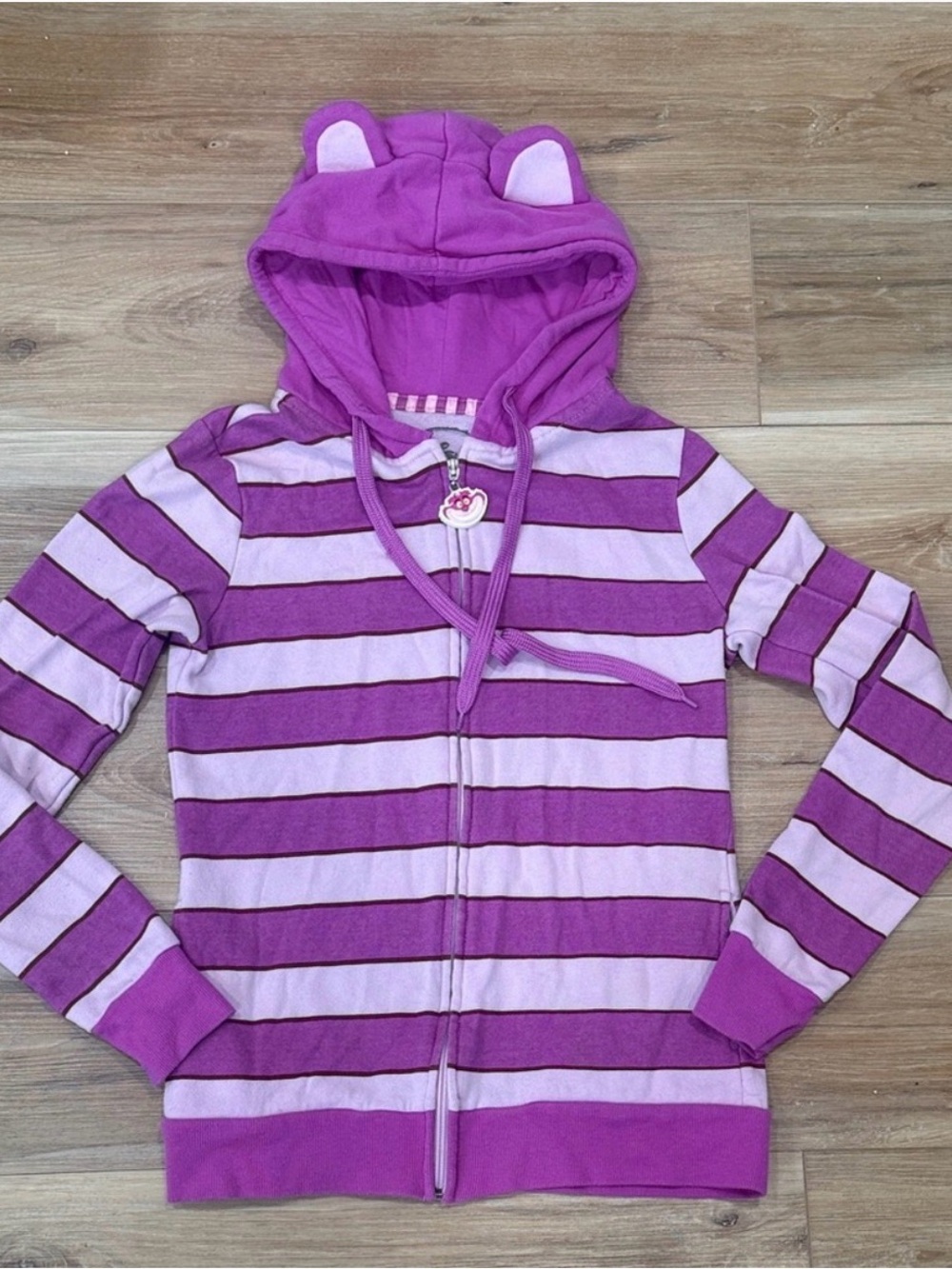 Disney ~ Striped Cheshire Zip-Up ~ Hood has Cheshire Cat Ears ~ Juniors Size XXL